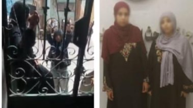 المتهمتان بعد ضبطهما ولقطة من الفيديو