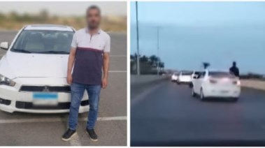 المتهم بعد ضبطه ولقطة من الفيديو 