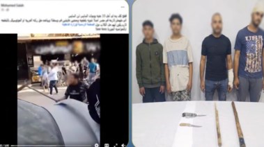 المتهمون بعد ضبطهم ولقطة من الفيديو 