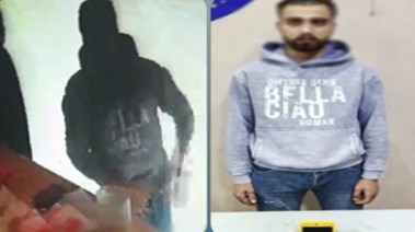 المتهم بعد ضبطه ولقطة من الفيديو