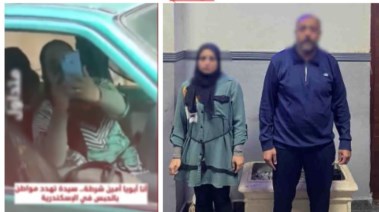 المتهمان بعد ضبطهما ولقطة من الفيديو 