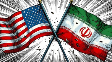 العلم الإيراني والعلم الأمريكي