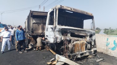 السيارة المتفحمة فى الحادث
