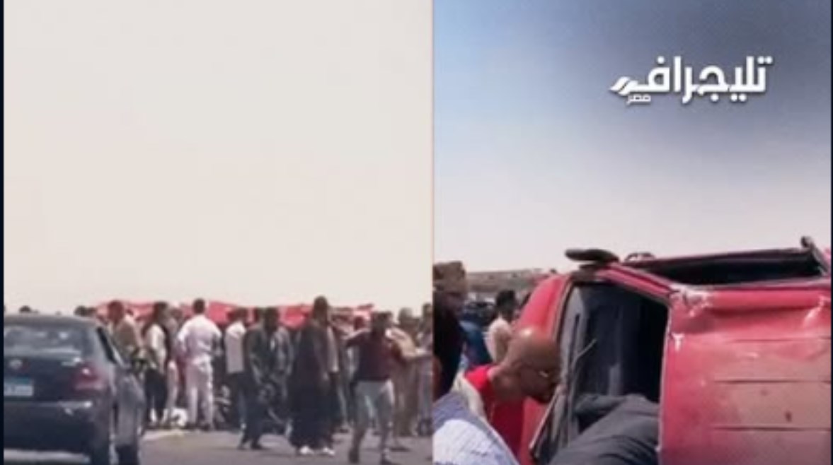 حادث انقلاب ميكروباص بطريق الصعيد الغربي