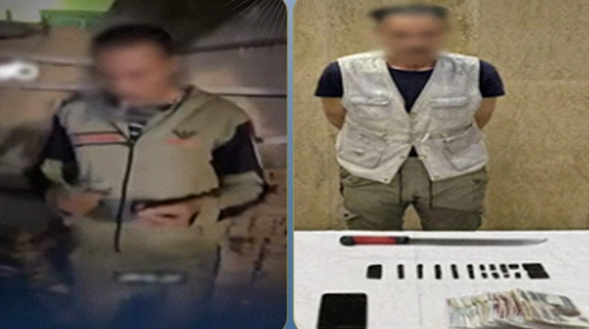 المتهم بعد ضبطه ولقطة من الفيديو