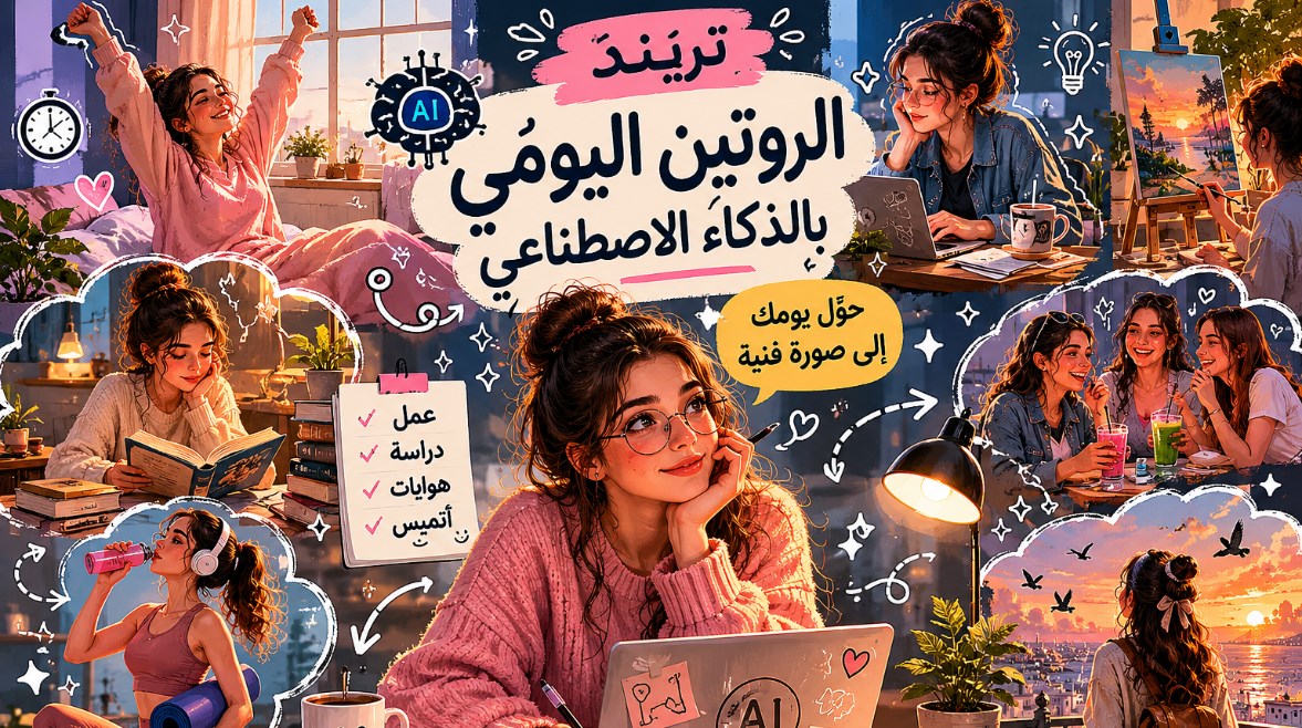 تريند الروتين اليومي صورة مصنوعة بالذكاء الاصطناعي 