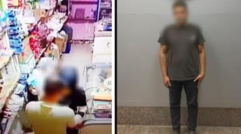 المتهم بعد ضبطه ولقطة من الفيديو