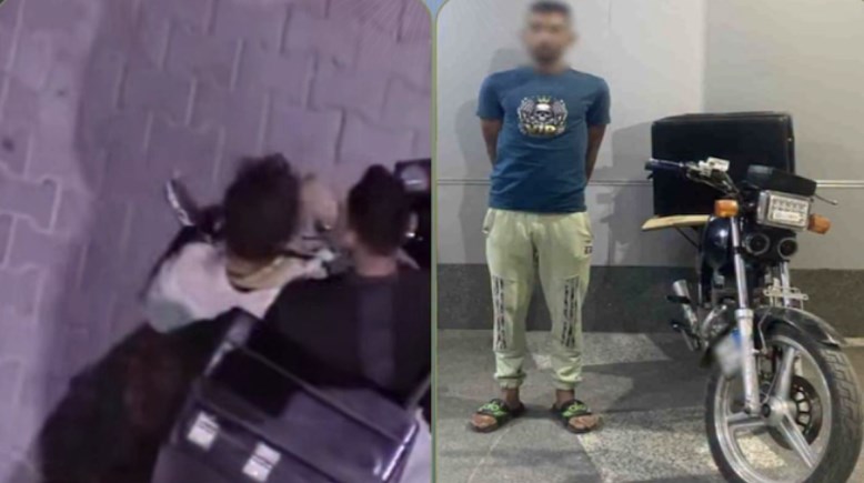 المتهم بعد ضبطه ولقطة من الفيديو