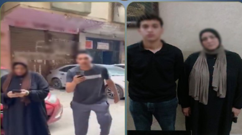 المتهمين بعد ضبطهما ولقطة من الفيديو المتداول 