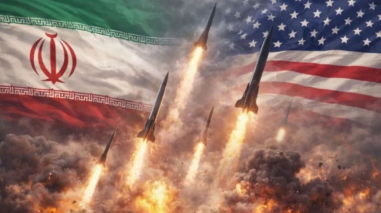 علم أمريكا وعلم إيران