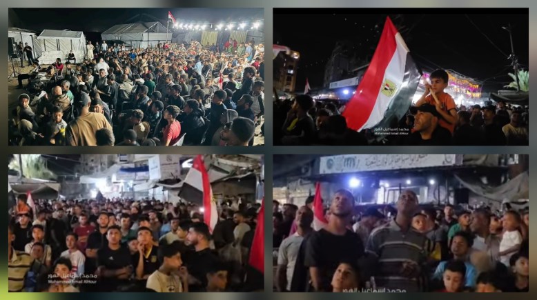 أهل غزة أثناء مشاهدة المباراة 