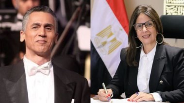 وزيرة الثقافة جيهان زكي والفنان رضا الوكيل