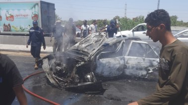 إصابة 8 أشخاص إثر انقلاب سيارة ملاكي على كوبري المستقبل بالإسماعيلية وتفحمها بالكامل