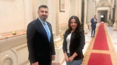 الفنان والنائب ياسر جلال والزميلة هايدي محمد