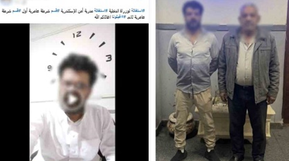 المتهمان بعد ضبطهما والمنشور 