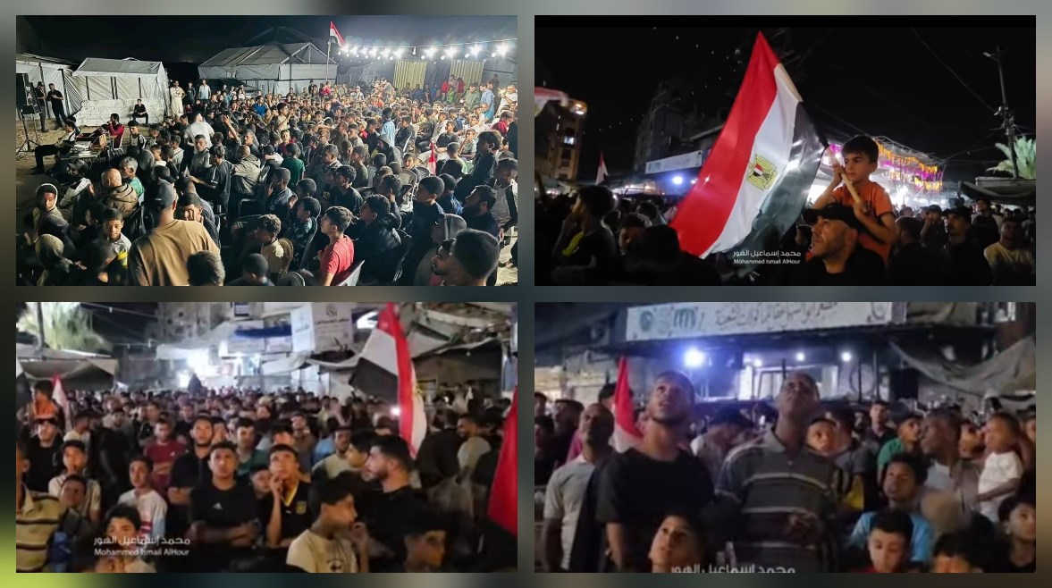 أهل غزة أثناء مشاهدة المباراة 