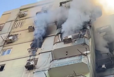 جانب من حريق شقة العمرانية