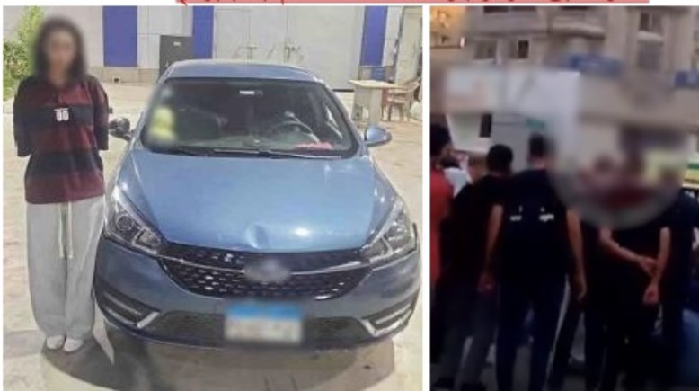 المتهمة بعد ضبطها ولقطة من الفيديو 
