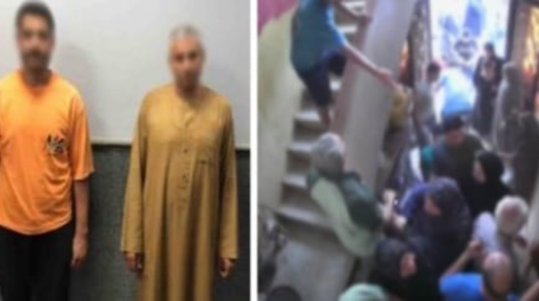 المتهمان بعد ضبطهم ولقطة من الفيديو 