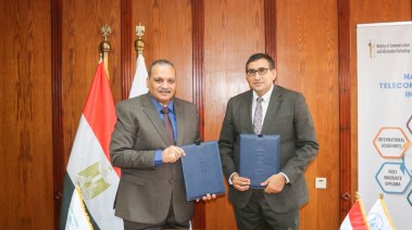 مدير المعهد القومي للاتصالات، أحمد خطاب، ورئيس جامعة بنها الأهلية، تامر سمير