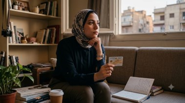 فتاة أمام البطاقة الشخصية مولدة بـAI
