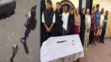المتهمين بعد ضبطهم ولقطة من الفيديو 