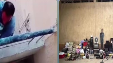 المتهم بعد ضبطه ولقطة من الفيديو