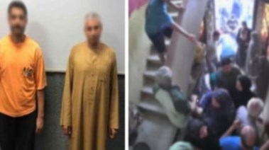 المتهمان بعد ضبطهم ولقطة من الفيديو 
