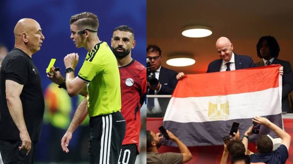  رئيس الفيفا وحكم مباراة مصر والأرجنتين