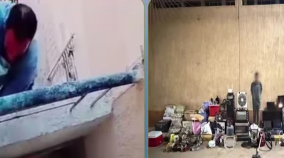 المتهم بعد ضبطه ولقطة من الفيديو