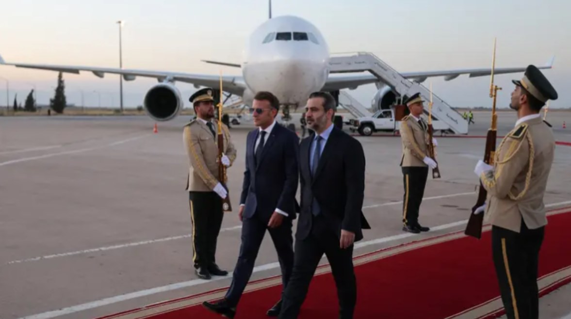 وزير الخارجية السوري أسعد الشيباني والرئيس الفرنسي إيمانويل ماكرون