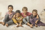 تعبيرية عن أطفال عزة (مولدة بالذكاء الاصطناعي)