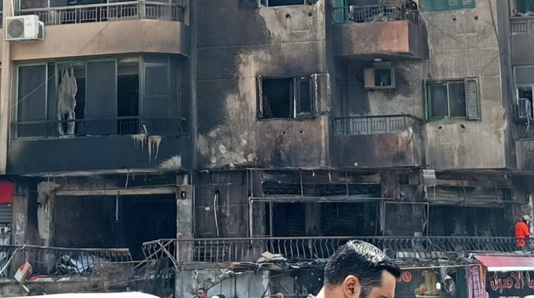 آثار حريق ميدان المطبعة بمنطقة دار السلام