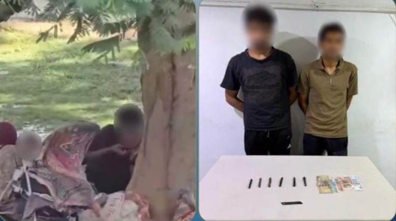 المتهم بعد ضبطه ولقطة من الفيديو