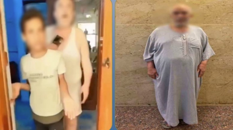 المتهم بعد ضبطه ولقطة من الفيديو 