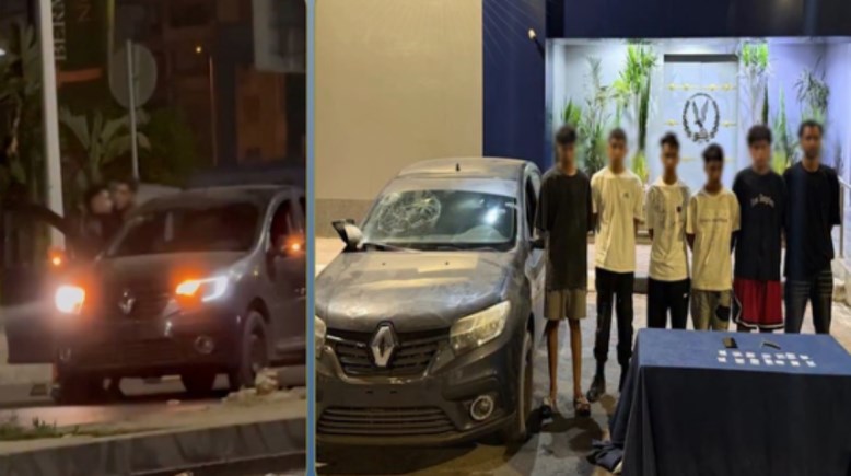 المتهمون بعد ضبطهم ولقطة من الفيديو 