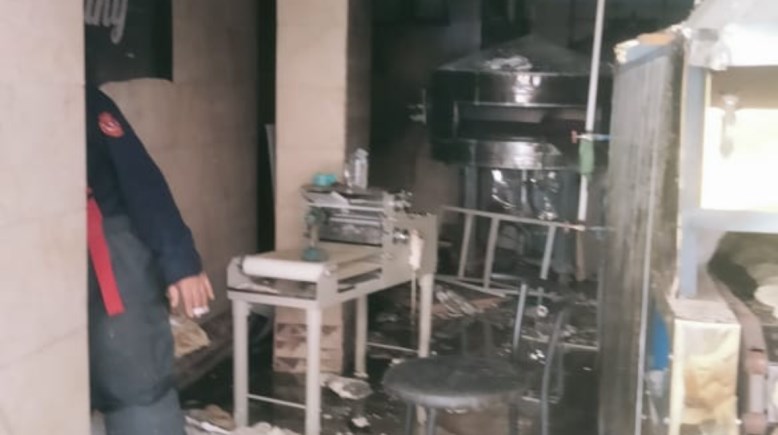 لقطة من المخبز بعد إخماد الحريق 