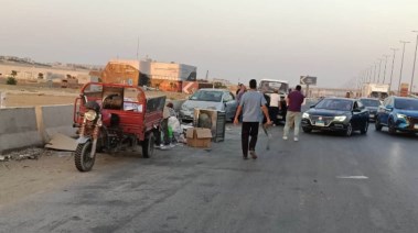 حادث تصادم بين عدة سيارات بطريق مصر الإسماعيلية الصحراوي