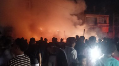 حريق بقوص فى ميدان أبو العباس 