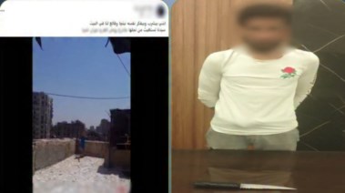 المتهم بعد ضبطه ولقطة من الفيديو