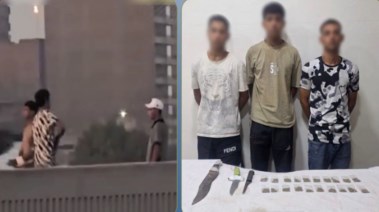 المتهمين بعد ضبطهم ولقطة من الفيديو 