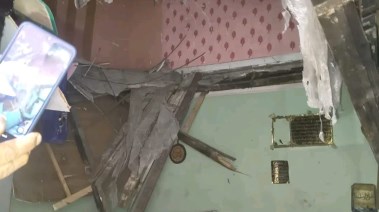جانب من عقار حدائق القبة المنهار 