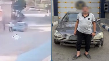 المتهم بعد ضبطه ولقطة من الفيديو 