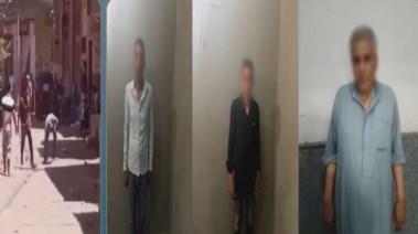 المتهمين بعد ضبطهم ولقطة من الفيديو المتداول 