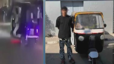 المتهم بعد ضبطه ولقطة من الفيديو