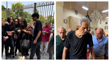 سيف أبو النجا ونجلاء فتحي في جنازة ابنتهما ياسمين - تصوير الشيمي 