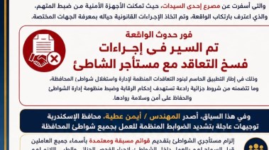 فسخ التعاقد مع مستأجر شاطئ الكناري بالإسكندرية ومتابعة الإجراءات 