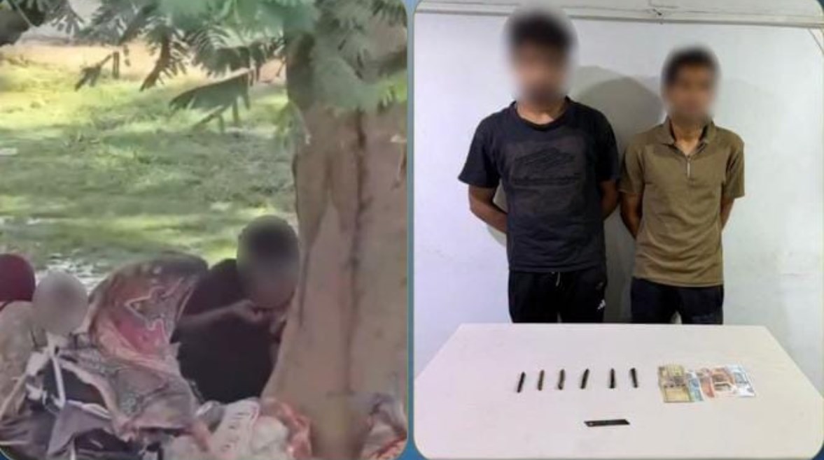المتهم بعد ضبطه ولقطة من الفيديو