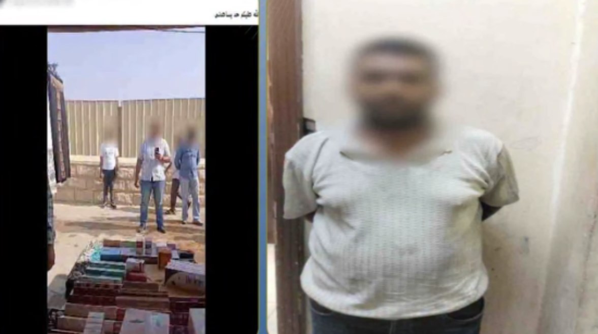 المتهم بعد ضبطه ولقطة من الفيديو