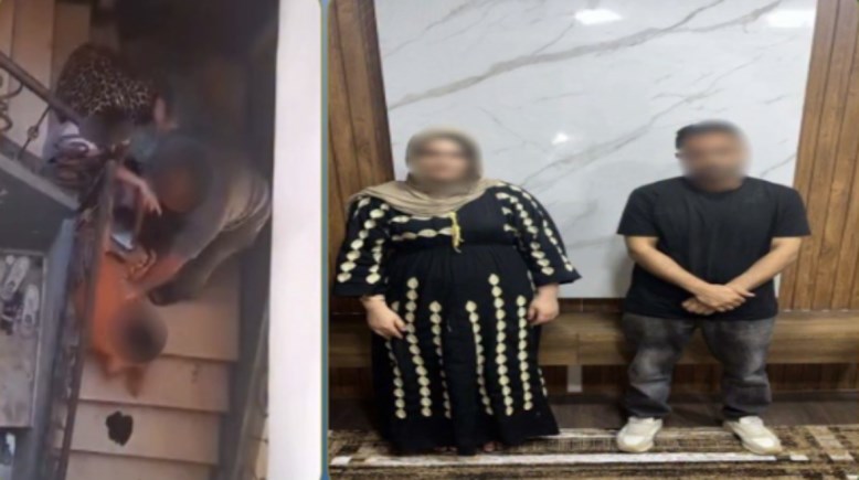 المتهمان بعد ضبطهما ولقطة من الفيديو 